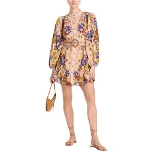 FARM RIO Puff Sleeve Mini Dress - Women’s Size Medium - Pink Beauty Bouquet New